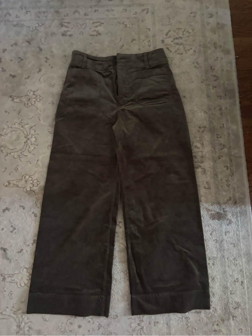 Anthropologie Maeve Olive Green Corduroy Wide-Leg Pants
